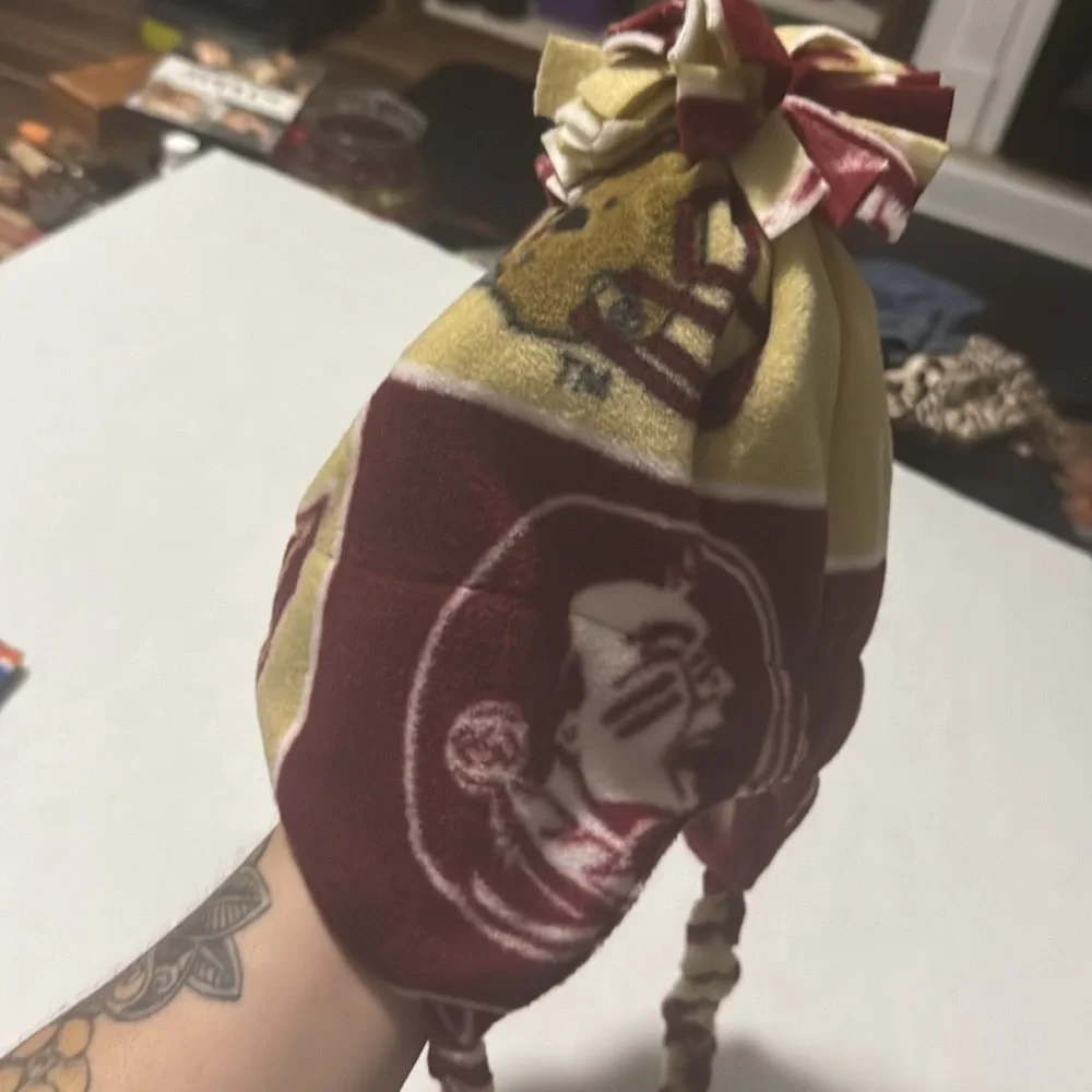 Handmade by Mad Garnet & Gold FSU Fleece Hat With Braided Tassels Size Large